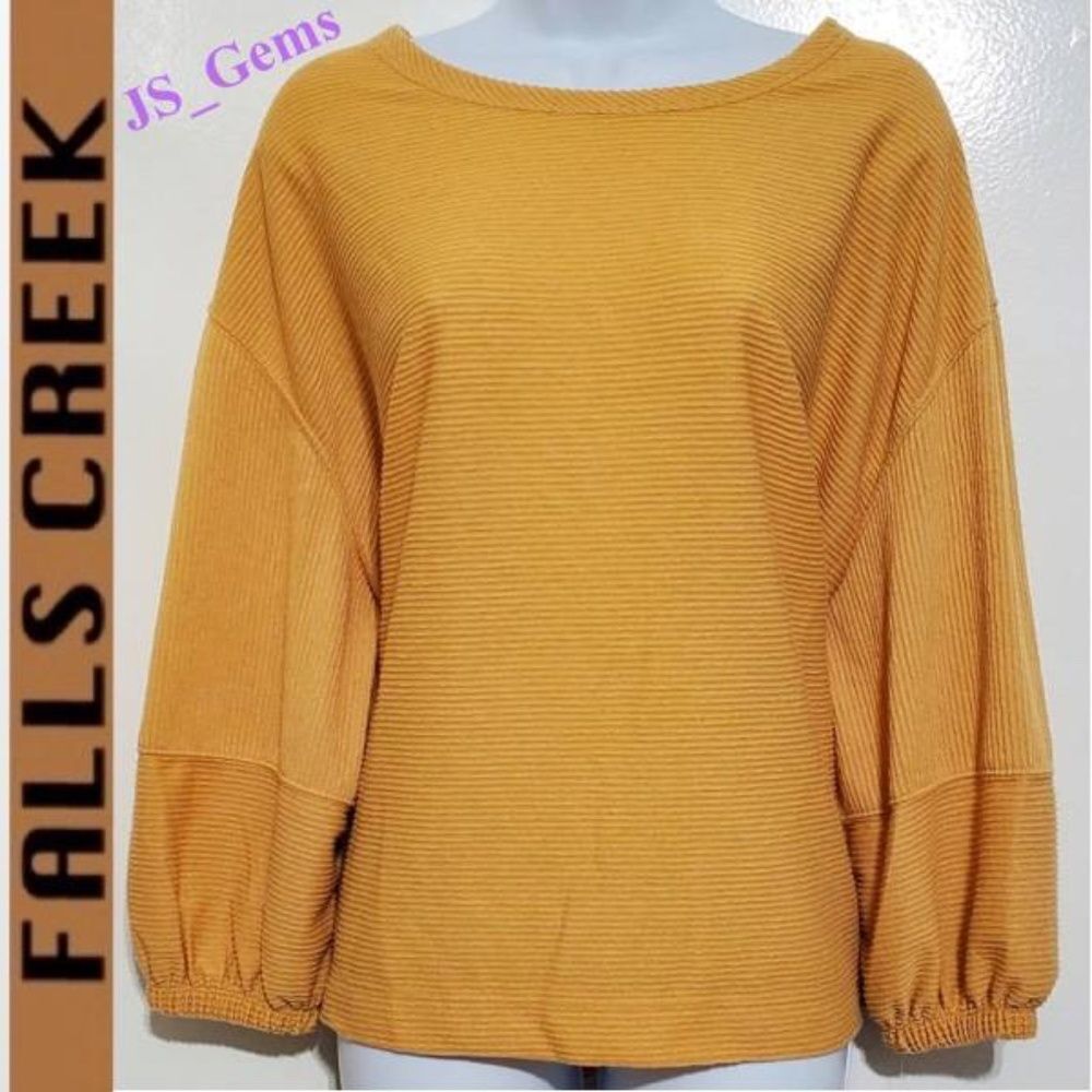 New Plus 3X Light Weight Gold Colored Balloon Sleeves Top